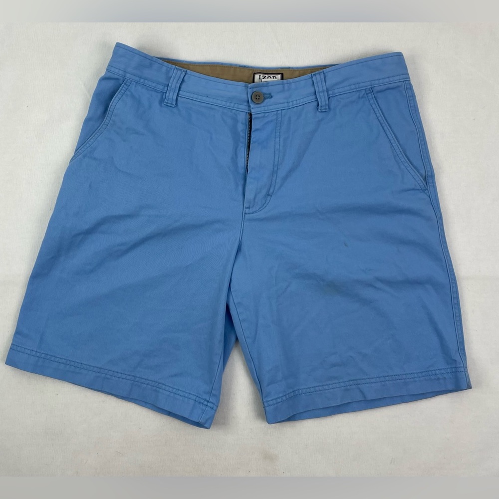 Mens Izod Size 34 Blue Casual Golf Chino Shorts SEE DESCRIPTION